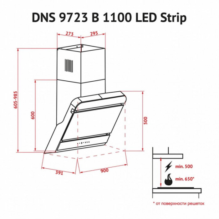 Витяжка кухонна Perfelli DNS 9723 B 1100 BL LED Strip