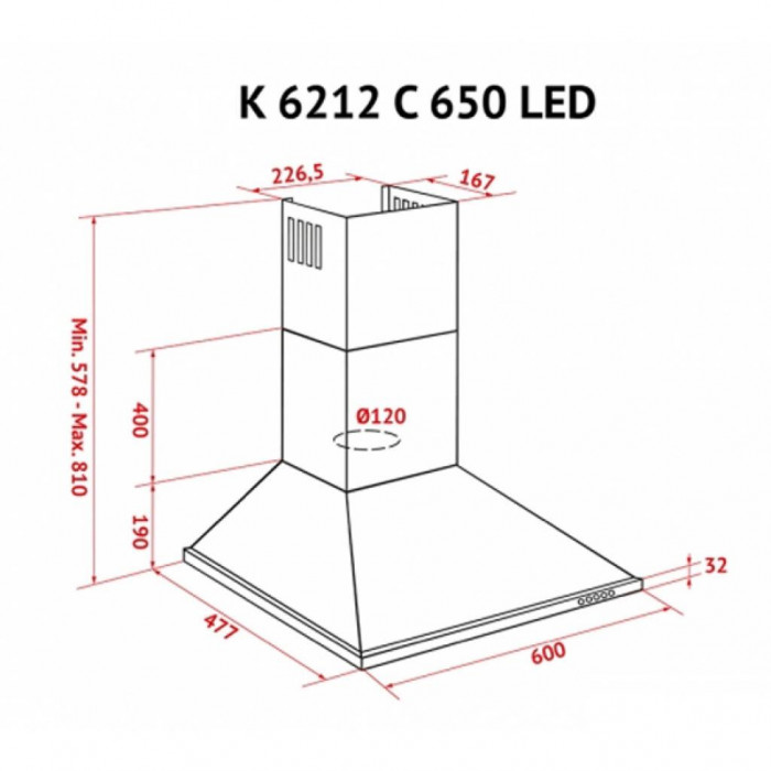 Витяжка кухонна Perfelli K 6212 C BL 650 LED