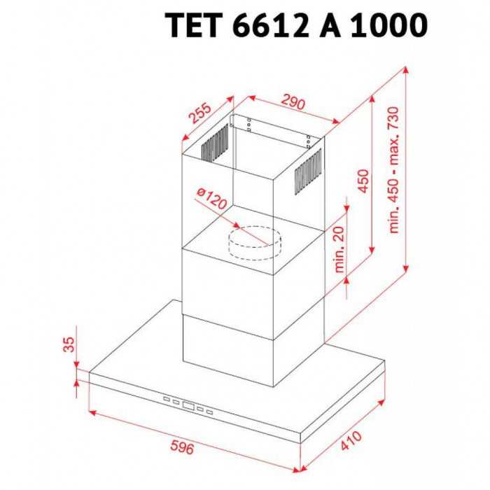 Витяжка кухонна Perfelli TET 6612 A 1000 I LED