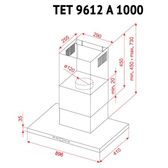 Витяжка кухонна Perfelli TET 9612 A 1000 BL LED
