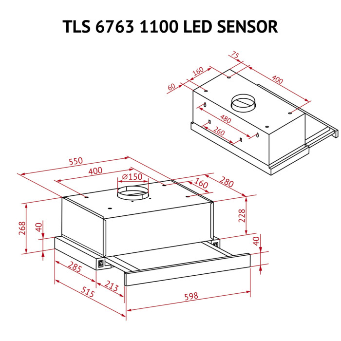 Витяжка кухонна Perfelli TLS 6763 WH 1100 LED Sensor