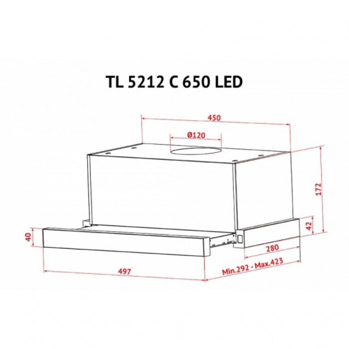 Витяжка кухонна Perfelli TL 5212 C S/I 650 LED