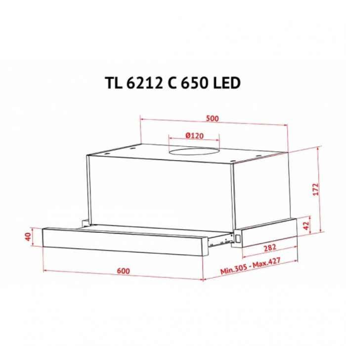 Витяжка кухонна Perfelli TL 6212 C BL 650 LED