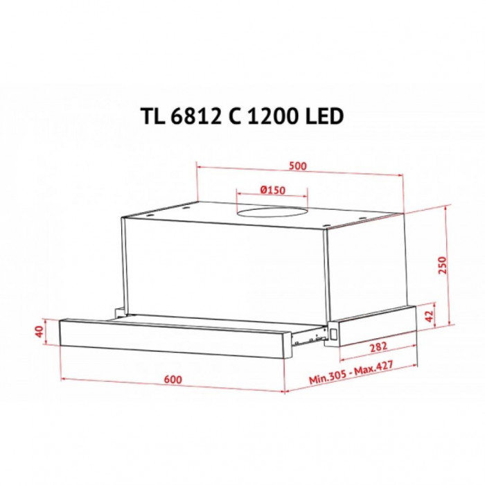 Витяжка кухонна Perfelli TL 6812 C IV 1200 LED