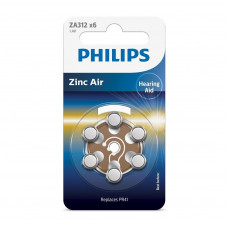 Батарейка Philips ZA312 Zinc Air 1.4V (PR41,312A,AC312E/EZ,PR312H,PR312,DA312) (ZA312B6A/00)