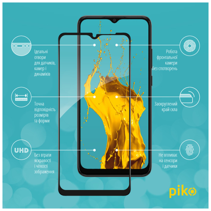 Скло захисне Piko Full Glue Samsung A03 Black (1283126521645)