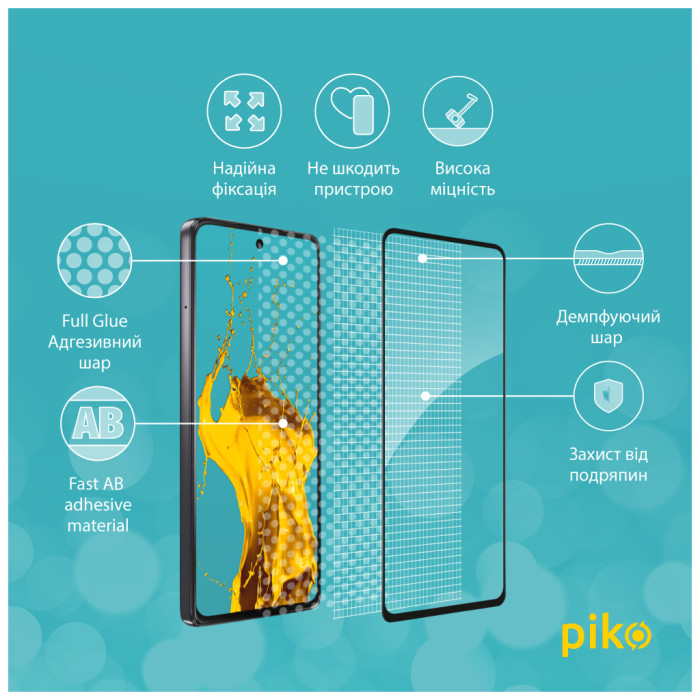 Скло захисне Piko Full Glue Moto G75 Black (1283126607424)