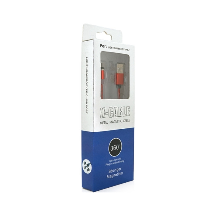 Дата кабель USB 2.0 to Micro 5P 1.0m 2A magnetic nylon red PiPo (18164)