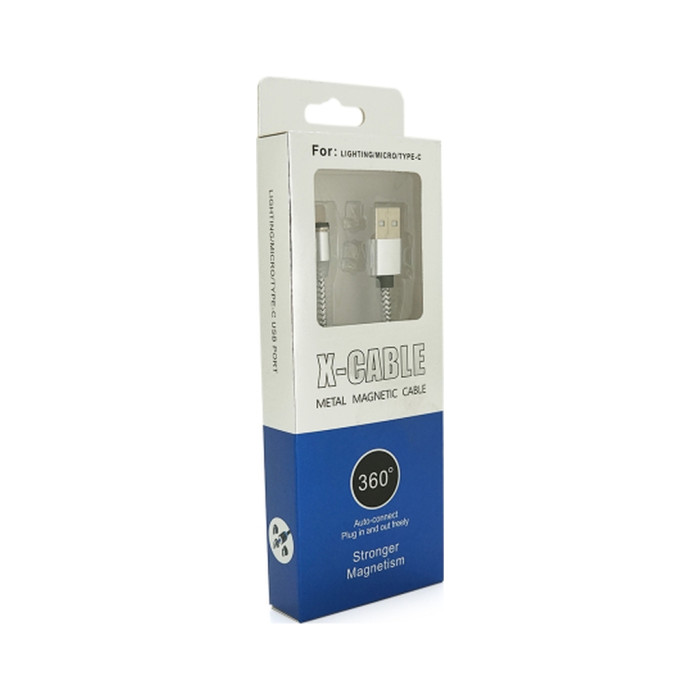 Дата кабель USB 2.0 to Lightning 1.0m 2A magnetic nylon silver PiPo (18168)