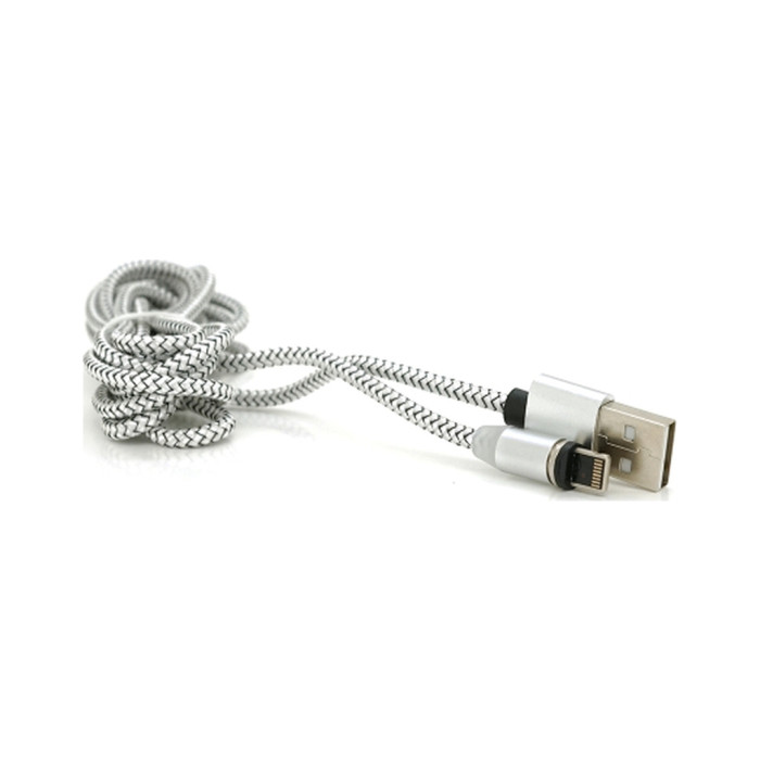 Дата кабель USB 2.0 to Lightning 2.0m 2A magnetic nylon silver PiPo (18169)