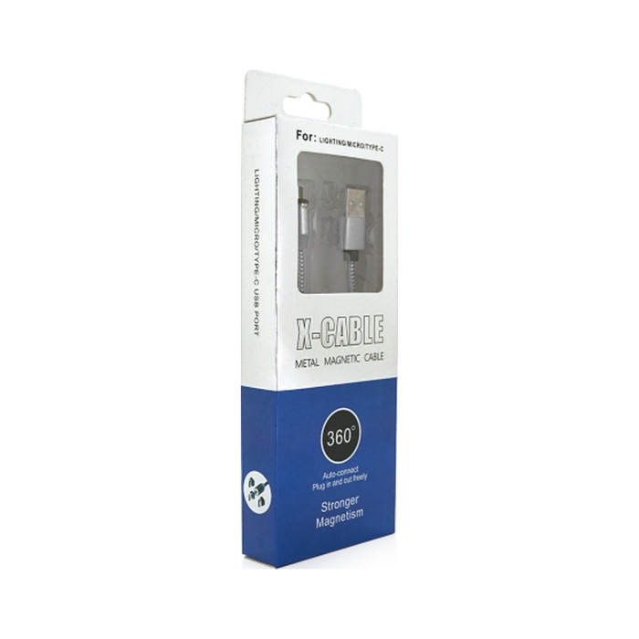 Дата кабель USB 2.0 to Lightning 2.0m 2A magnetic nylon silver PiPo (18169)
