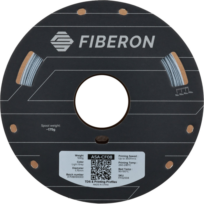 Пластик для 3D-принтера Polymaker ASA-CF08 Fiberon 1,75mm 0,5kg Light Grey (FF02004)