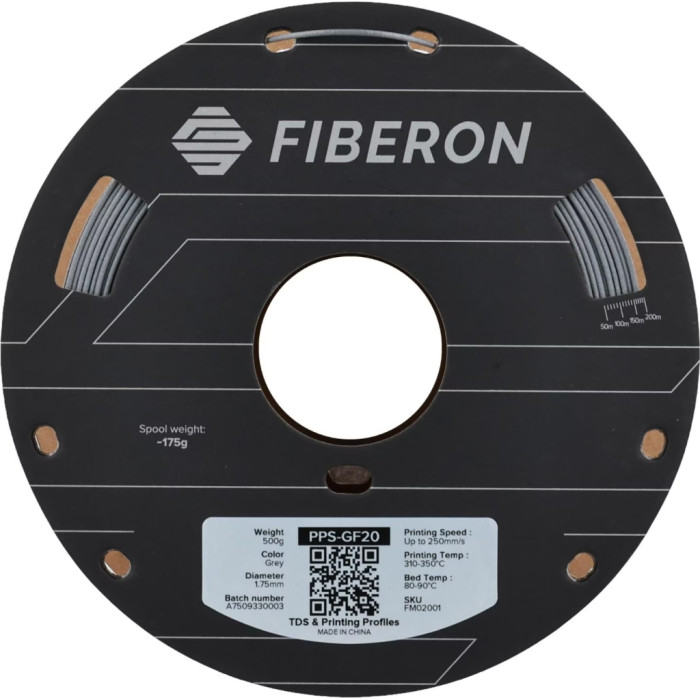 Пластик для 3D-принтера Polymaker Fiberon PPS-GF20 1,75mm 0,5kg GREY (FM02001)