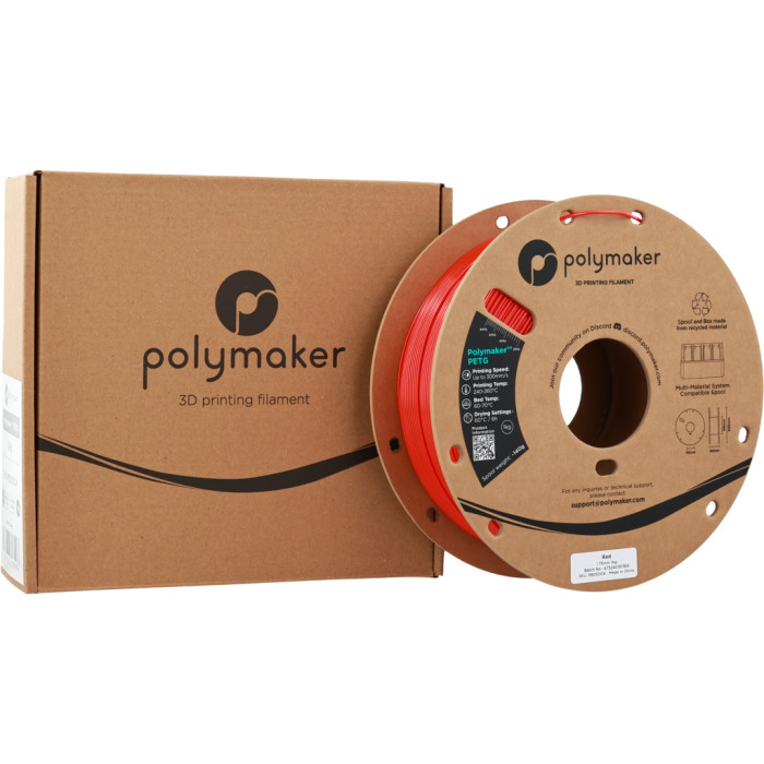 Пластик для 3D-принтера Polymaker PETG 1,75mm 1kg RED (PB05004)
