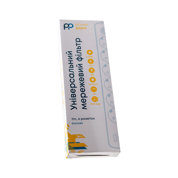 Мережевий фільтр живлення PowerPlant 7м, 6 розеток,USB, Type-C (YS-N6086/7c) (EX610686)