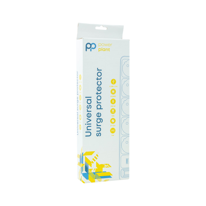 Мережевий фільтр живлення PowerPlant 5м, 5 розеток, USB 2.1A (JY-1056U/5) (PPSA10M50S5U)