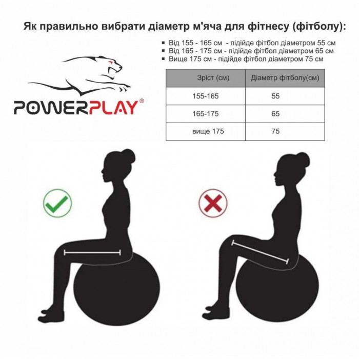 М'яч для фітнесу PowerPlay 4003 65см Lilac (PP_4003_D65_Lilac/PP_4003_65_Blue)