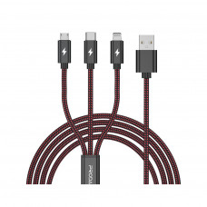 Дата кабель USB 2.0 AM to Lightning + Micro 5P + Type-C red Proda (PD-B65th-RD)