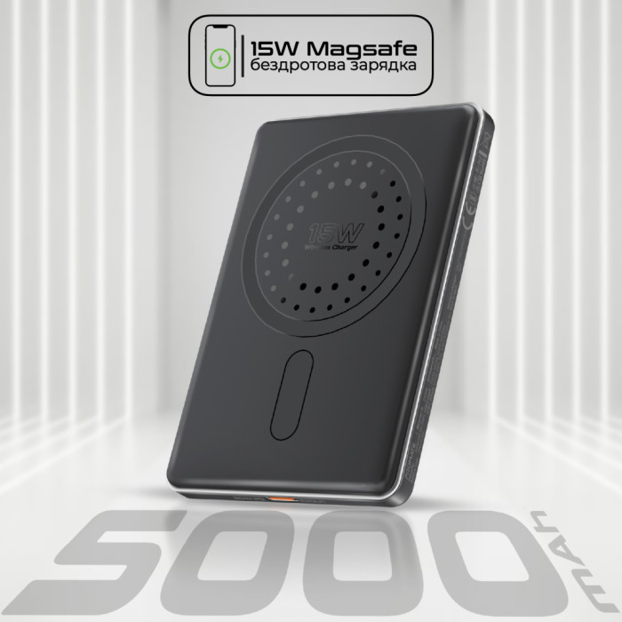 Батарея універсальна Promate 5000mAh MagSafe/15W (blade-5.black)