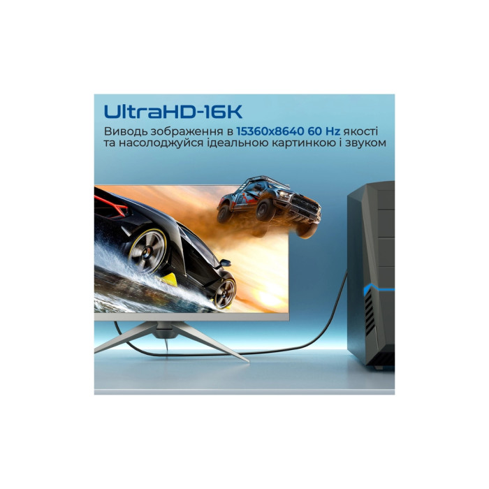 Кабель мультимедійний DisplayPort M to DisplayPort M V2.0 Promate (dplink-16k.black)