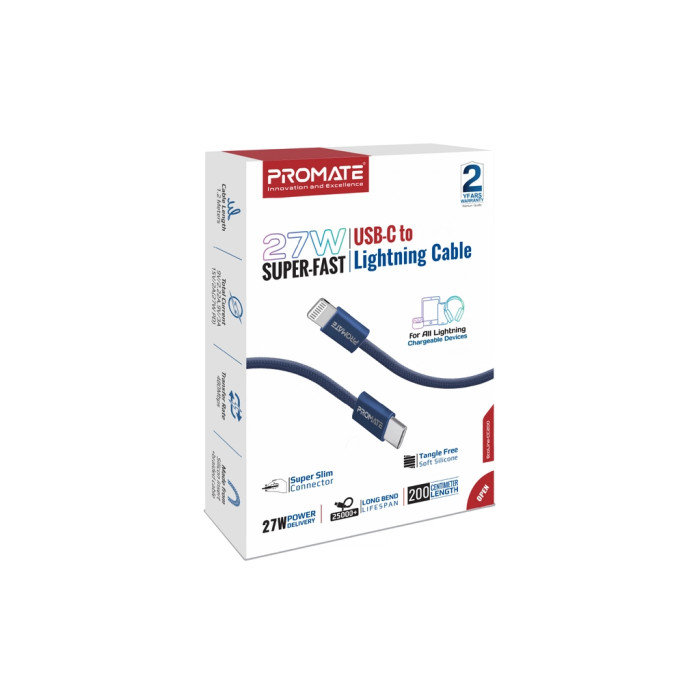 Дата кабель USB-C to Lightning 1.2m Promate (ecoline-ci120.navy)