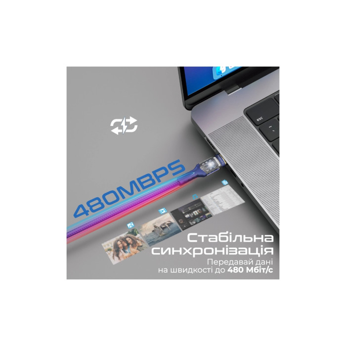 Дата кабель USB-C to USB-C 2.0m Promate (lucidline-cc200.navy)