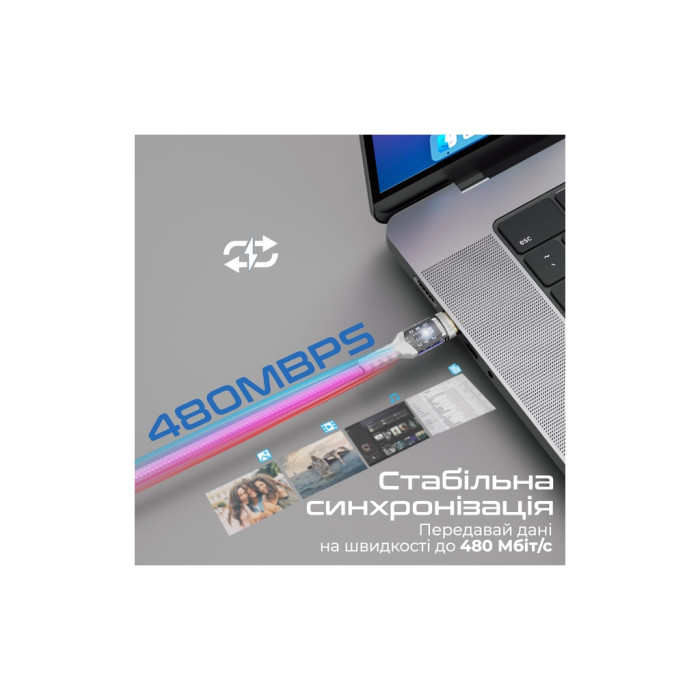Дата кабель USB-C to USB-C 2.0m Promate (lucidline-cc200.white)