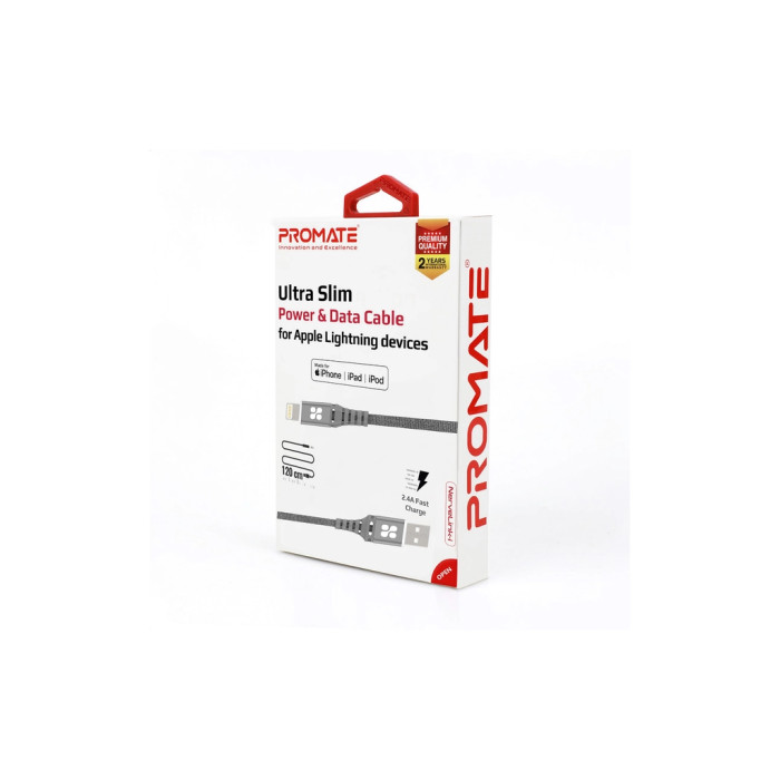 Дата кабель USB 2.0 AM to Lightning 1.2m grey Promate (nervelink-i.grey)