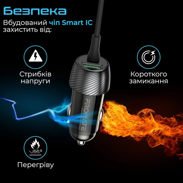 Зарядний пристрій Promate 33W USB-C + Lightning cables + USB-A port (powerdrive-33pdci.black)
