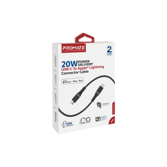 Дата кабель USB-C to Lightning 1.2m Promate (powerline-ci120.black)