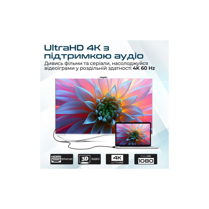 Кабель мультимедійний HDMI M to HDMI M 3.0m V2.0 90° corner Promate (prolink4k1-300.black)