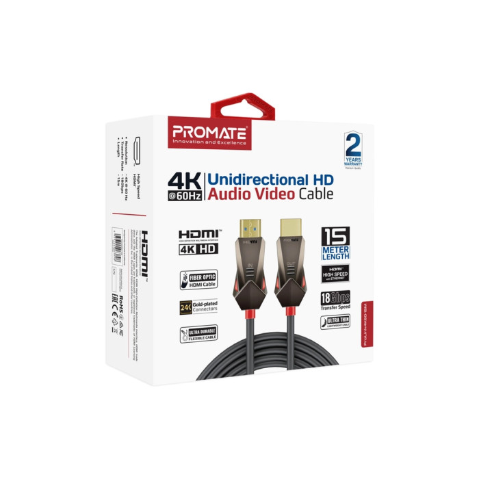 Кабель мультимедійний HDMI M to HDMI M 15.0m V2.0 Promate (prolink4k60-15m)