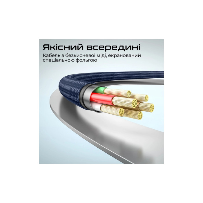 Дата кабель USB-C to USB-C 1.2m Promate (springy.blue)