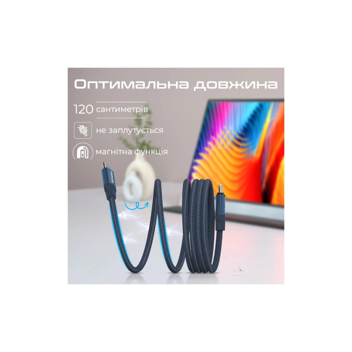 Дата кабель USB-C to USB-C 1.2m Promate (springy.blue)