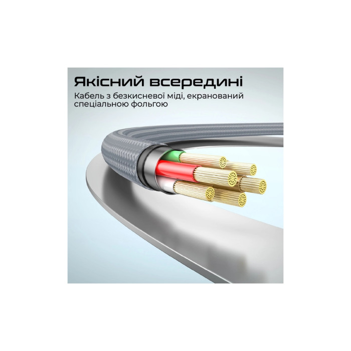 Дата кабель USB-C to USB-C 1.2m Promate (springy.grey)