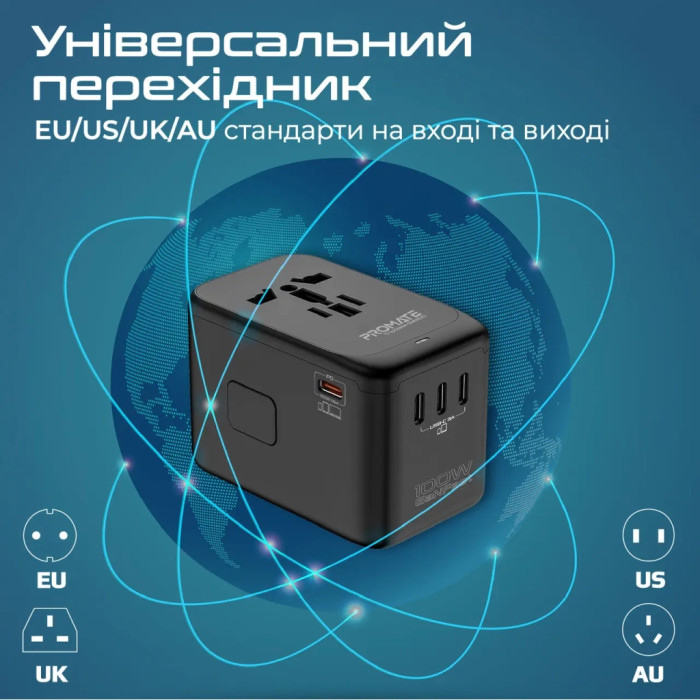 Зарядний пристрій Promate tripmate-gan100