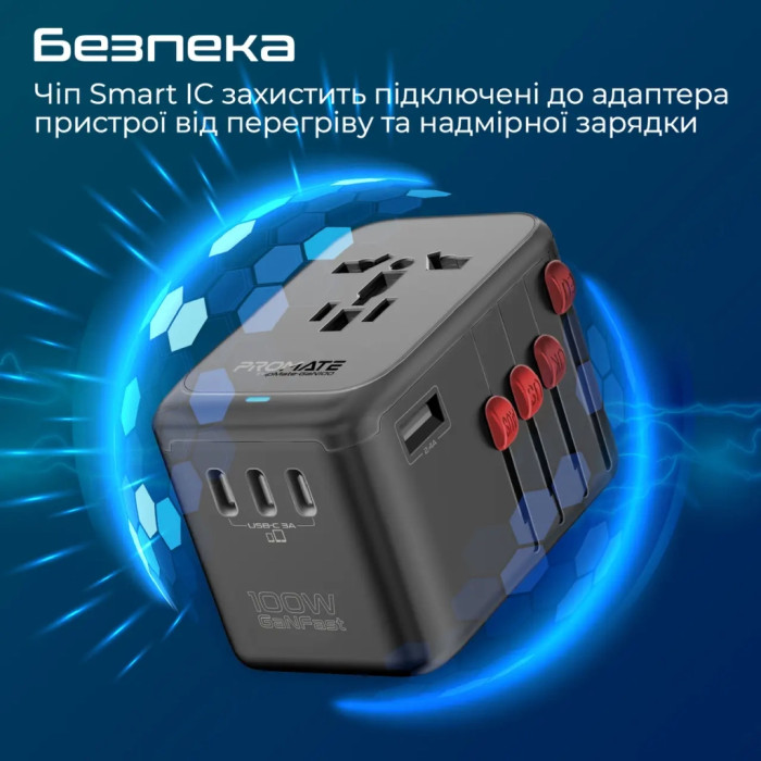 Зарядний пристрій Promate tripmate-gan100
