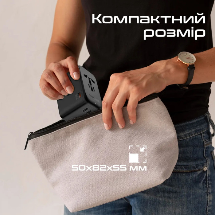 Зарядний пристрій Promate tripmate-gan100