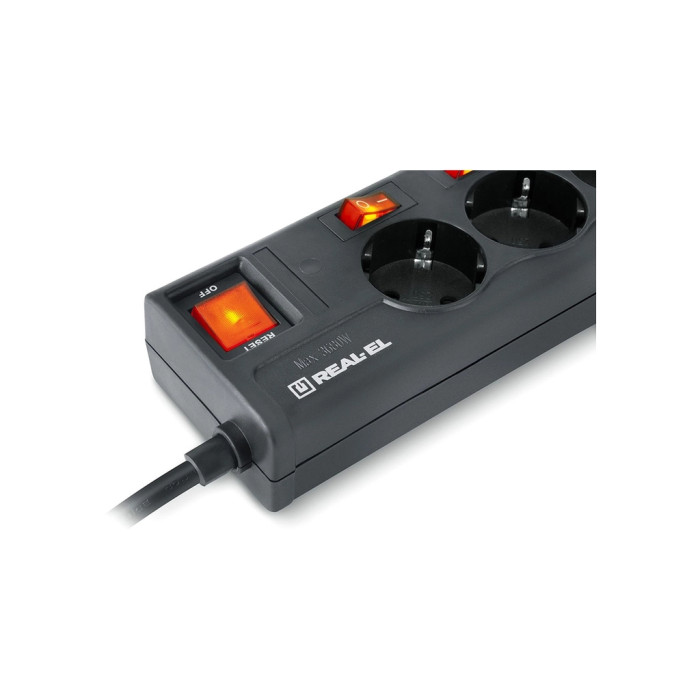 Мережевий фільтр живлення REAL-EL RS-6 EXTRA 5m, black (EL122300003)