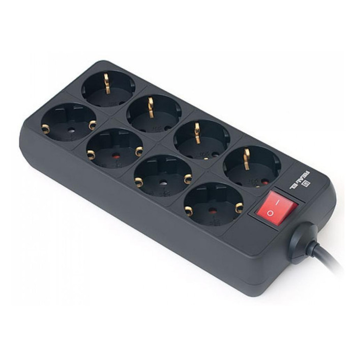 Мережевий фільтр живлення REAL-EL REAL-EL RS-8 PROTECT, 3m, black (EL122300022)