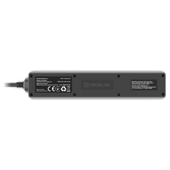 Мережевий фільтр живлення REAL-EL RS-PROTECT M 10m, black (EL122300037)