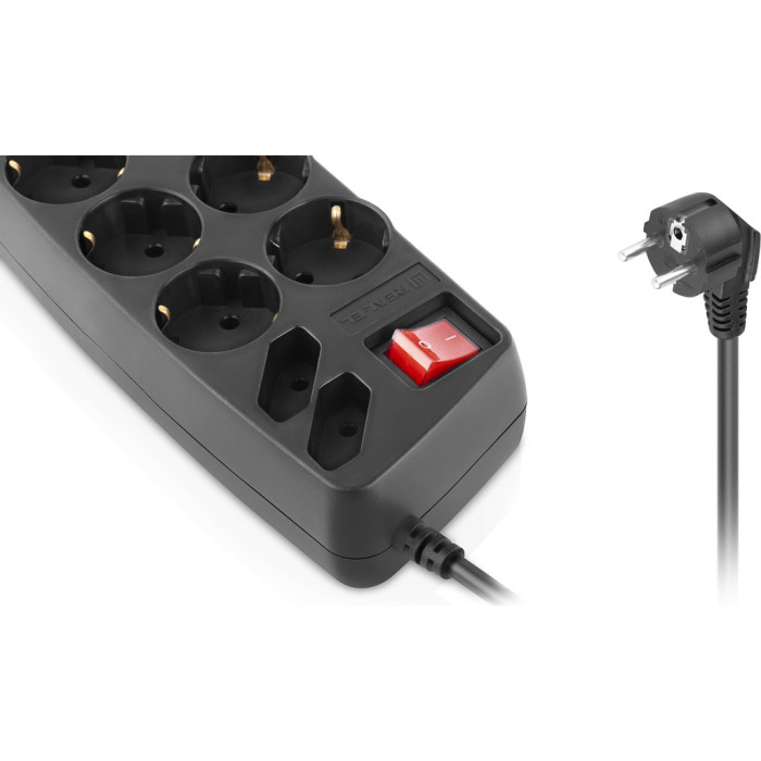 Мережевий фільтр живлення REAL-EL REAL-EL RS-10 Protect, 3m, black (EL122300039)