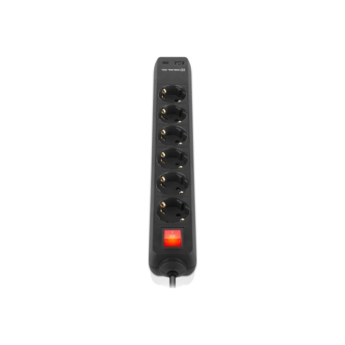 Мережевий фільтр живлення REAL-EL RS-PROTECT 605 3m, black (EL122300041)