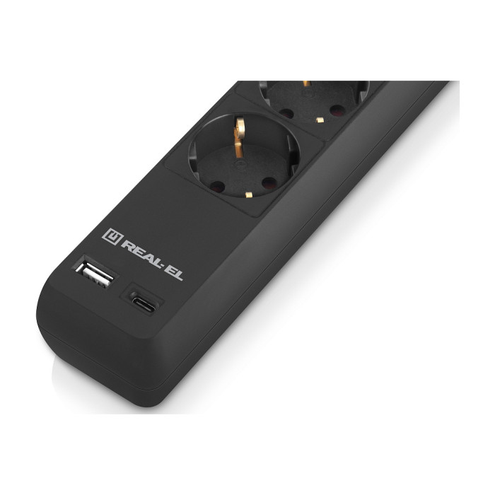 Мережевий фільтр живлення REAL-EL RS-PROTECT 605 3m, black (EL122300041)