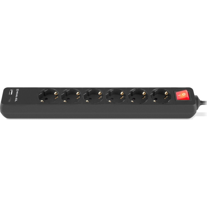 Мережевий фільтр живлення REAL-EL RS-PROTECT 605 3m, black (EL122300041)