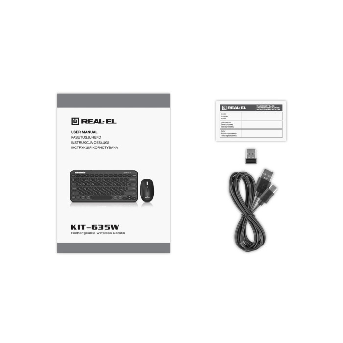 Комплект REAL-EL KIT-635W Wireless/Bluetooth Black (EL123100057)