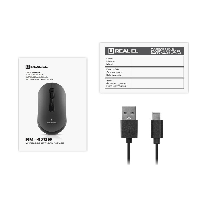 Мишка REAL-EL RM-470W Wireless/Bluetooth Dark Gray (EL123200049)