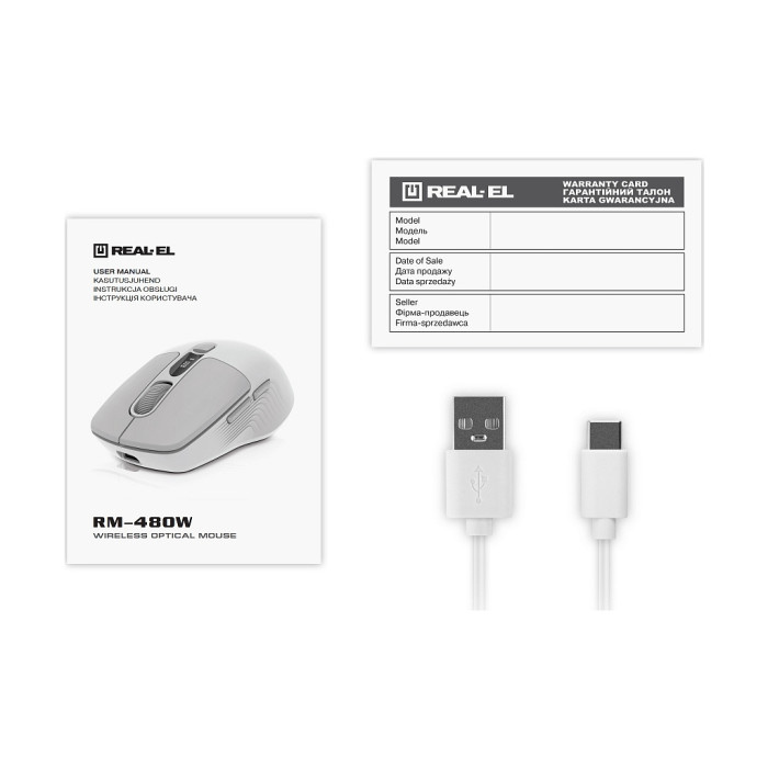 Мишка REAL-EL RM-480W Wireless/Bluetooth White (EL123200050)