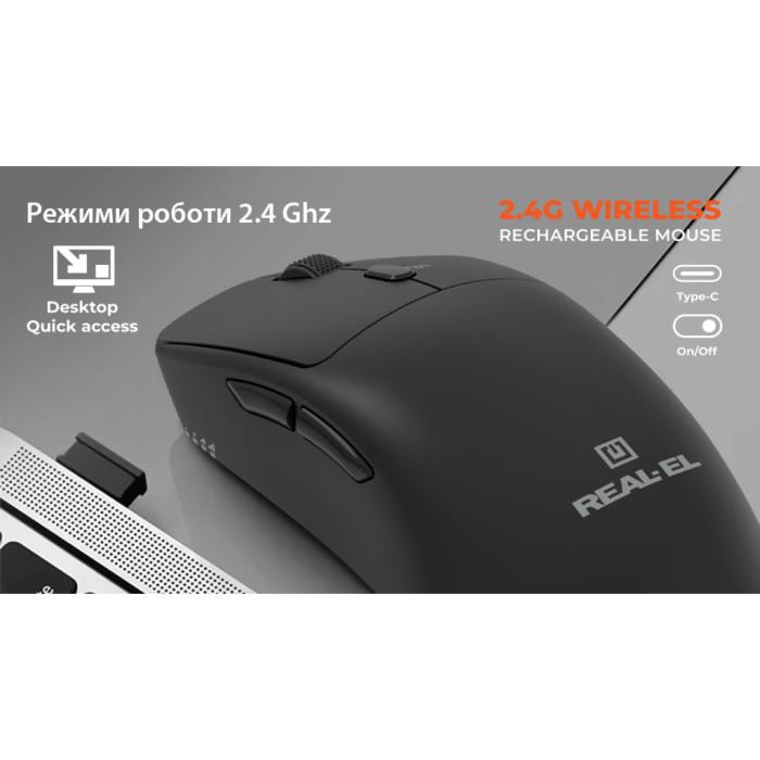 Мишка REAL-EL RM-355W Wireless Black (EL123200054)