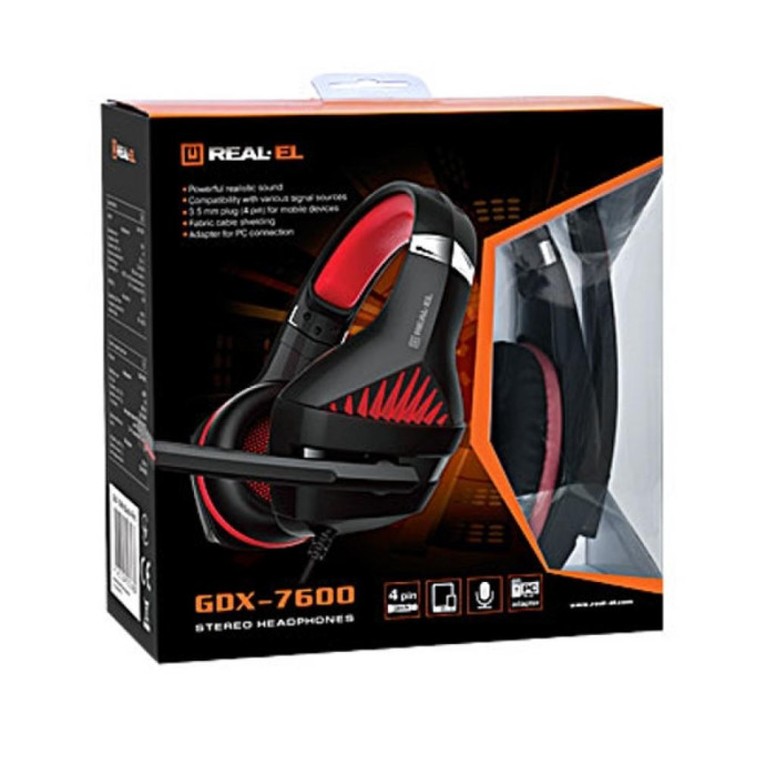 Навушники REAL-EL GDX-7600 Black/Red (EL124100028)